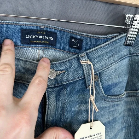 Lucky Brand Stella Boot Low Rise Italian Denim Jeans Waterstop Blue 00/24 Ankle - Picture 6 of 11